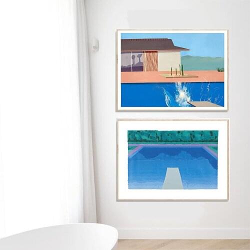 David Hockney Abstract Splash Art Wall Poster Mural Print Swimming Pool Painting Picture Museum Household Bath Room Home Decor