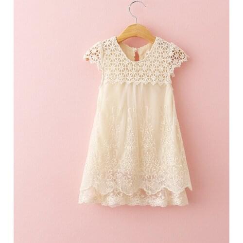 2021 New Girls Summer Evening Dress Children Hollow Out Lace Princess Dress Baby Girl O-Neck Party Dresses Kids Fashion Clothes