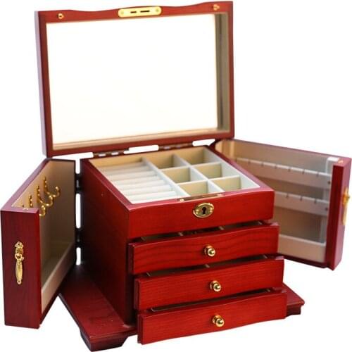 New 4-Layer Storage Box Wooden With Lock Technology Large Capacity Chinese High-End Jewelry Organizer/Storage Gifts