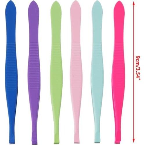 Hair Removal Tweezers Stainless Steel Eyebrow Tweezers Pink Slanted Black Tip Point Face Harmless Makeup Beauty Tool Sliver
