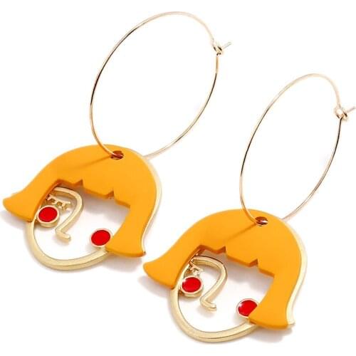 2019 New Fashion Gold Color Hoop Earrings for Women Girls Face Earring Brincos Jewelry Wedding Birthday Party Gifts