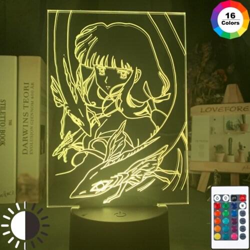 Anime Inuyasha Kikyo Figure Girl Led Night Light for Dorm Decor Nightlight Cool Birthday Gift for Child Kids Bedroom Night Lamp