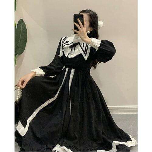 Japanese Ruffles Dress Girls Shirts Kawaii Clothes Lolita With Lace Ruffle Long Sleeve Shirt Women Princess Costume Tops Bow