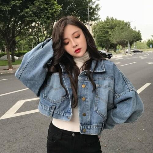 Jean Jacket Women Clothes Oversized Jeans Denim Coat Korean Coats Spring Fall Back Split Design Button Solid Casual Veste Femme