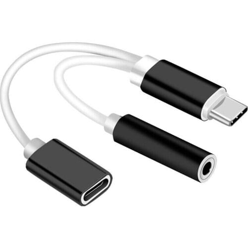 1pcs 2 In1 Braided USB TypeC To 3.5mm Charging USB C Headphone Aux Audio Cable Adapter Splitter Headphone Jack For Mobile Phone