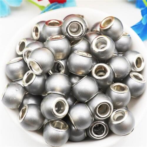 10 Pcs Round Smooth Large Hole Pearl Bead Charms Euorpean Beads Fit Pandora Bracelet for Jewelry Making Necklace Earrings Bangle