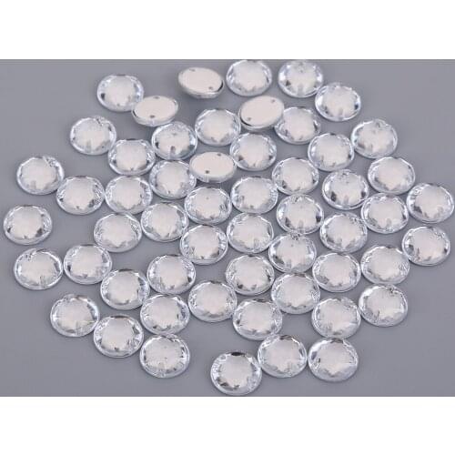 18mm 144pcs Round Flatback Two Holes Sew-On Rhinestone Crystals Acrylic Beads For Garment Stones Accessory DIY Crafts