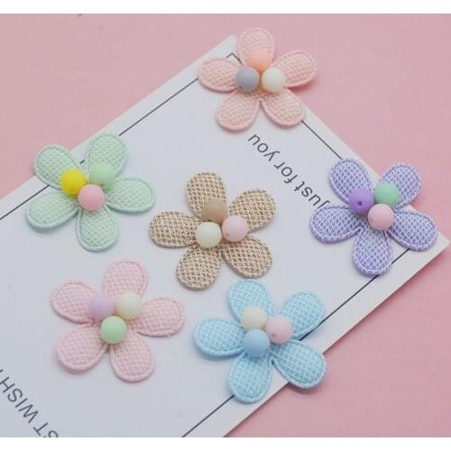 20pcs/lot 4cm five petal flower Padded Appliques For hair Clip Accessories DIY Kid patches