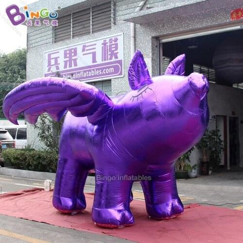 2019 HOT SALES 3.7x3.7x2.5mh inflatable standing purple flying pig inflated characteristic swine with wings toy