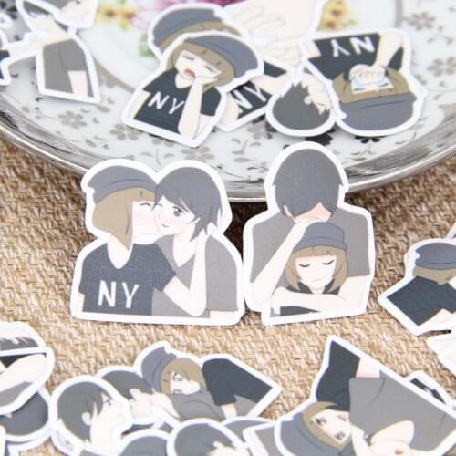 40 pcs Moe height difference sweet little couple character account snowboard luggage laptop motorcycle TV graffiti stickers acce