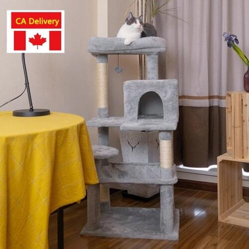 46.5 Inches Cat Furniture Toy with Hommock Ball Cat Tree Tower Condo Furniture Pet Scratching Post Tree Big Cat Toys CA Shipping