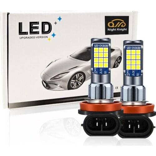 Night knight Car Fog Lamp H7 24SMD 3030 Chip Double Color+Strobe LED Bulbs H1 H3 H11 H8 9005 9006 880 881 Canbus Auto Fog Lights
