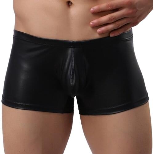 Boxer Men Underwear Sexy Night Club Leather Mens Boxers Cuecas Masculina Underpant Boxershorts Man Size S-L