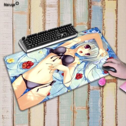 Mairuige Sexy Anime Girl Large Gaming Speed Lock Edge mouse pad Waterproof Anti-slip Natural Rubber Desk Mat For CSGO DOTA LOL