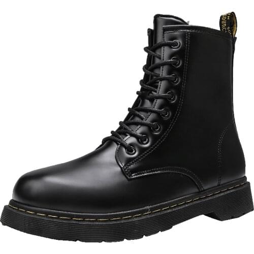 Boots Men Martins Boots Genuine Leather Ankle Boots Punk Motorcycle Shoes Thick Heel Winter Shoes