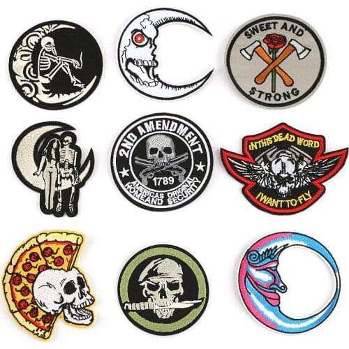 Skull ROCK Hand Cross DIY Cartoon Badges Embroidery Patch Applique Ironing Clothing Sewing Supplies Decorative Patches