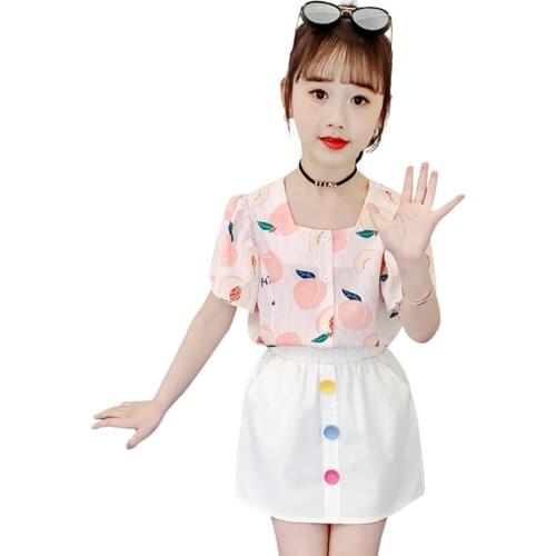 Kids Clothes Girls Tshirt + Short Clothing For Girls Casual Style Girl Set Summer Childrens Clothes 6 8 10 12 14