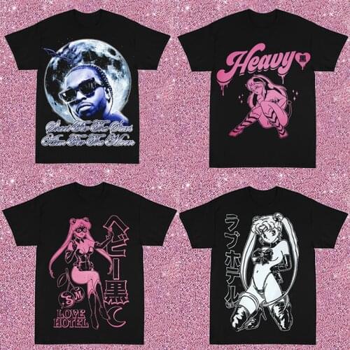 Street T-shirt aestheticT-shirt y2k T-shirt Street rap hip hop short sleeve loose T-shirt punk T-shirt dark T-shirt Gothic shirt