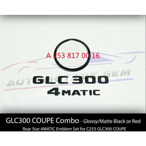 GLC300 COUPE 4MATIC Rear Star Emblem Black Letter Badge Logo Set for Mercedes C253 A 253 817 00 16