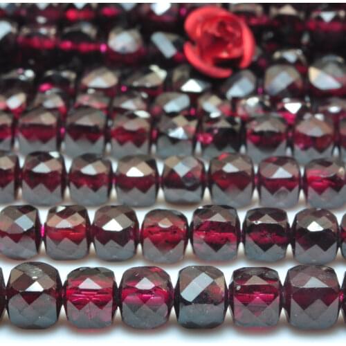 Natural Red Garnet Faceted Cube Loose Beads Wholesale Gemstones Jewelry Making 15"