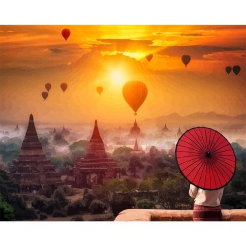 Painting By Numbers DIY Dropshipping 40x50 cm Go See the Hot Air Balloon Figure Handmade Gift For Adult Unique Gift Home Decor
