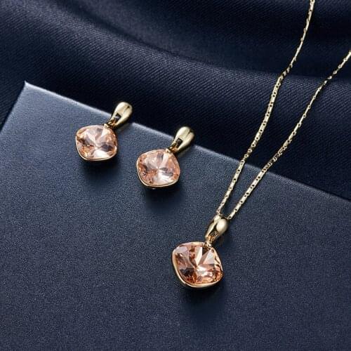 Classic Simple Irregular Rhinestone Water Drop Pendent Earrings Necklace Set Korean Neck Ear Jewelry Sets for Women Girls Gift