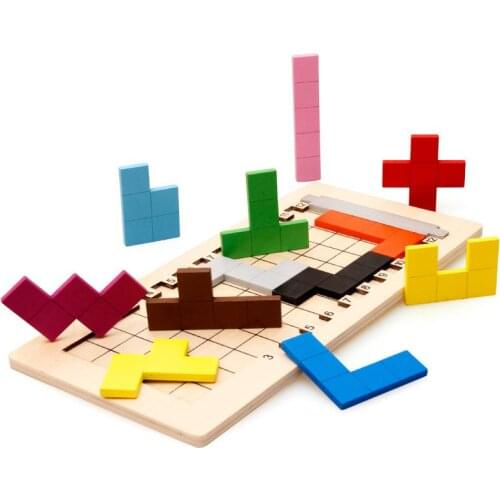 Colorful Wooden Tangram Tetris Game Brain Teaser Puzzle Toys Preschool Imagination Educational Toy Thinking Of The Game Puzzle