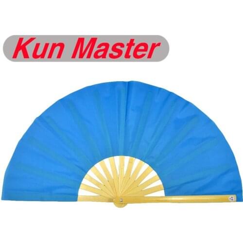Kun Master Tai chi Fan Martial arts equipment Blue color Bamboo Bone 34cm Length