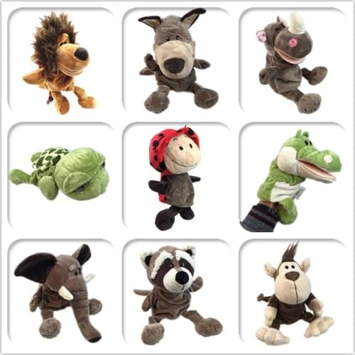 Cute cartoon plush baby toy Nici hippo ladybug wolf giraffe raccoon crocodile stereo hand puppet baby telling story