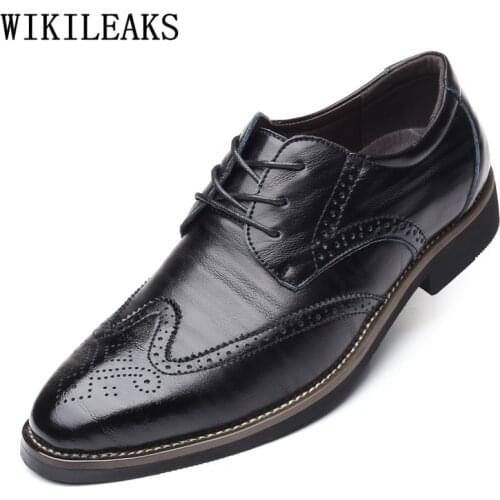 Italian Shoes Men Classic Men Brogue Shoes Big Size Coiffeur Formal Shoes Men Genuine Leather Wedding Dress Chaussure Homme Bona