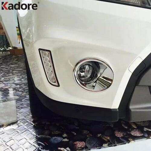 Front Fog light Lamp Cover Trim For Suzuki Vitara Escudo 2015 2016 2017 ABS Chrome Head Foglight Frame Cover Sticker Car Styling