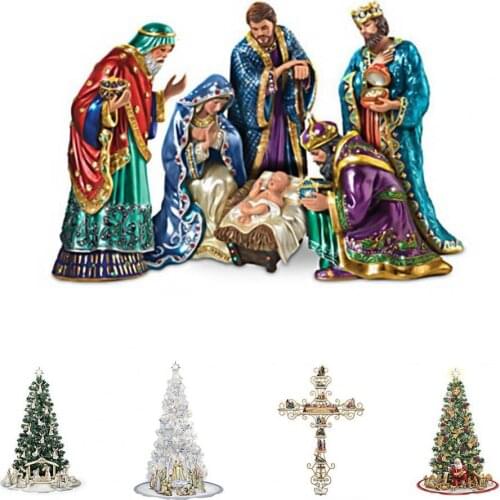 Window Sticker Wall Sticker Decorative Adhesive PVC Jesus Cross Santa Claus Christmas Tree Window Decal for Holiday Decor