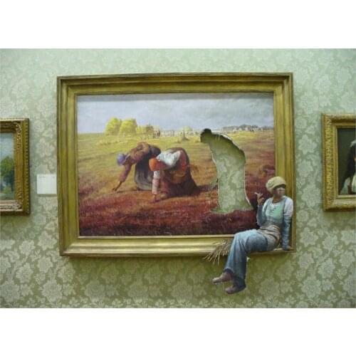 Living room home wall decoration fabric poster Humor funny art Banksy paintings picture frames women galleries artwork walls