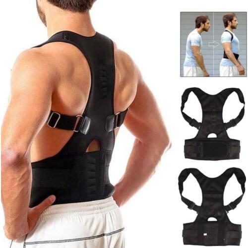 Adjustable Magnetic Posture Corrector Corset Adult Back Brace Support Belt Shoulder Orthopedic Vest Black Color
