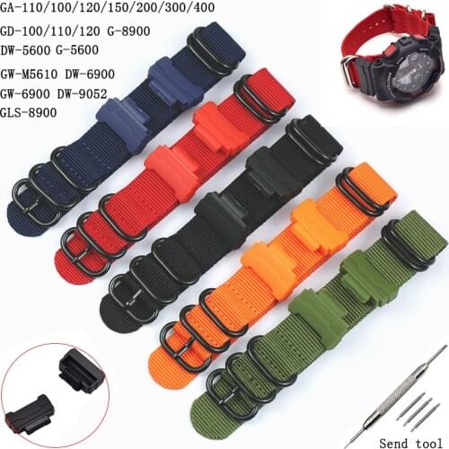 20 22mm Mens Nylon Strap for Casio G-SHOCK GD / GA / GLS-100 110 120 DW-5600 6900 GW-5610 Connector 14 16mm Women Sports Strap