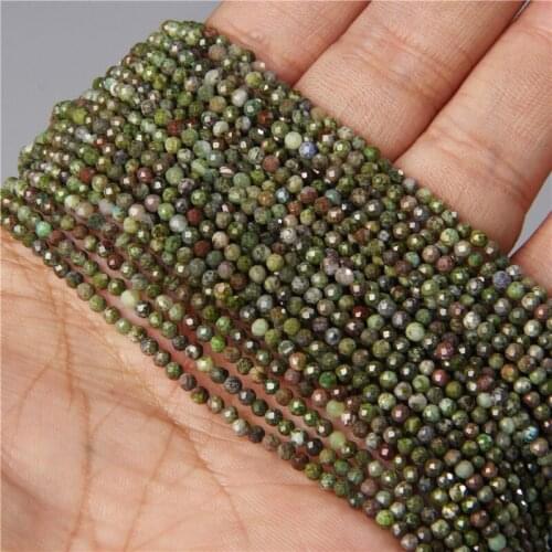 Reiki Natural Green Dragon Blood Stone Jaspers Gem Beads Faceted Loose Spacer Bead For Bracelet Necklace Jewelry Making Beadwork