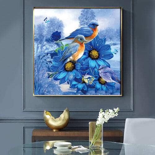 Needlework,DIY Blue bird and daisies Cross stitch,Sets For Embroidery kits,Flowers home decro 11CT Diy Counted Cross-Stitch