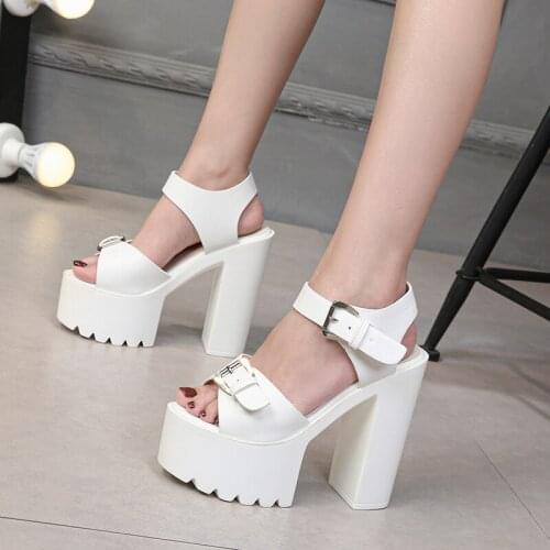 Women Sandals High Heels Gladiator Sandals Woman Rome Style Fashion Buckle Cover Heel Ladies Summer Shoes Ankle Strap