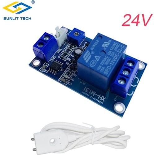 Smart Home Portable 24V Water Leakage Sensor Relay Module Water Leaking Flood Overflow Detector with Cable for Kitchen Bathroom