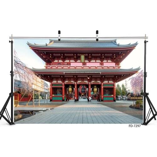 Japan Buliding Temple Vinyl Photographic Backgrounds for Photo Studio Children Baby Portrait Computer Printed Backdrop Photocall