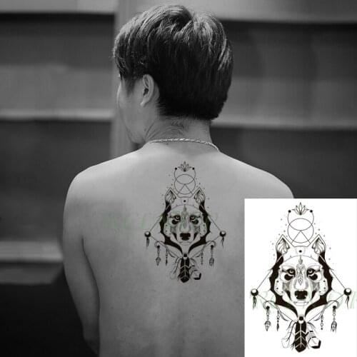 Waterproof Temporary Tattoo Sticker Wolf Head Flower Totem Fake Tatto Flash Tatoo Back Leg Big Size Art for Women Men