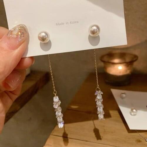 2020 fashion pearl temperament Women Drop earrings Long tassel fine crystal Water Drop design earrings Jewelry new