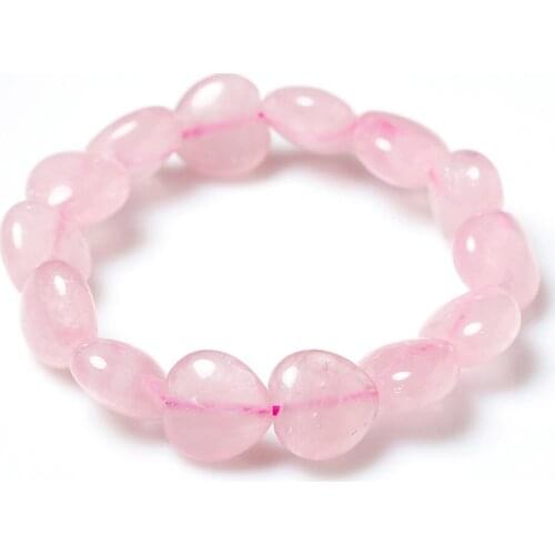 14x14mm Natural Rose Quartz Bracelet For Women Lady Madagascar Stone Heart Love Beads Crystal Fashion Bracelet Jewelry AAAAA