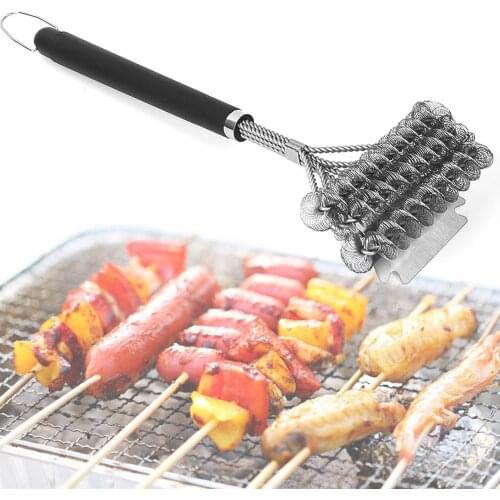1Pcs 45cm BBQ Grill Brush Barbecue Stainless Steel Bristle Long Handle Cleaning Scraper long handle without BPA barbecue scraper