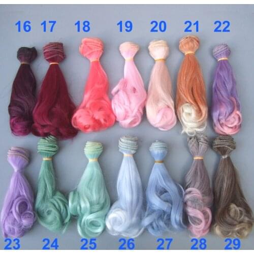 1pcs High-temperature Doll Hair 15*100cm pink green purple Color Curly Wigs for BJD OB Doll