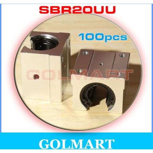 100pcs linear slide bearing SBR20UU housing pillow block Linearlager Linearschlitten Kugellager for 20mm shaft rail