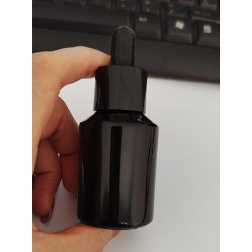 100pcs/Lot 30ml Glossy Black Refillable Dropper Bottle Cosmetic Container Glass Essential Oil Dopper Bottle Essence Vials