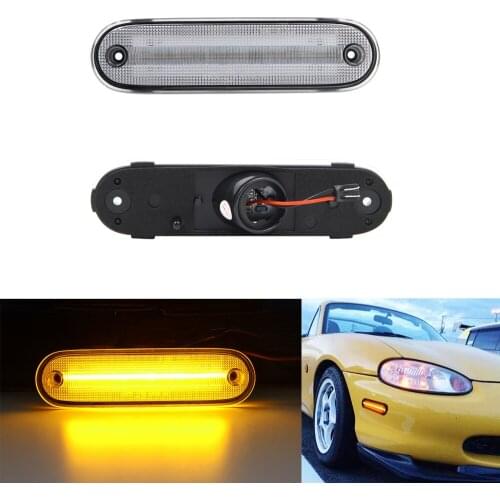 2PCS clear Amber LED Front Side Marker Light Lamp For Mazda Miata MX-5 NA NB 1990-2005