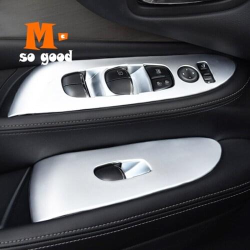 ABS Chrome Car Accessories 2015 2016 2017 2018 For Nissan Murano Car Door Window Glass Lift Control Switch Panel Cover Trim 4pcs