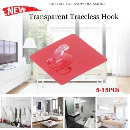 5/7/9/12/15PC Wall Mounted Anti-skid Hook Reusable Transparent Traceless Wall Hanging Hooks For Kitchen Door Bathroom Hooks #007
